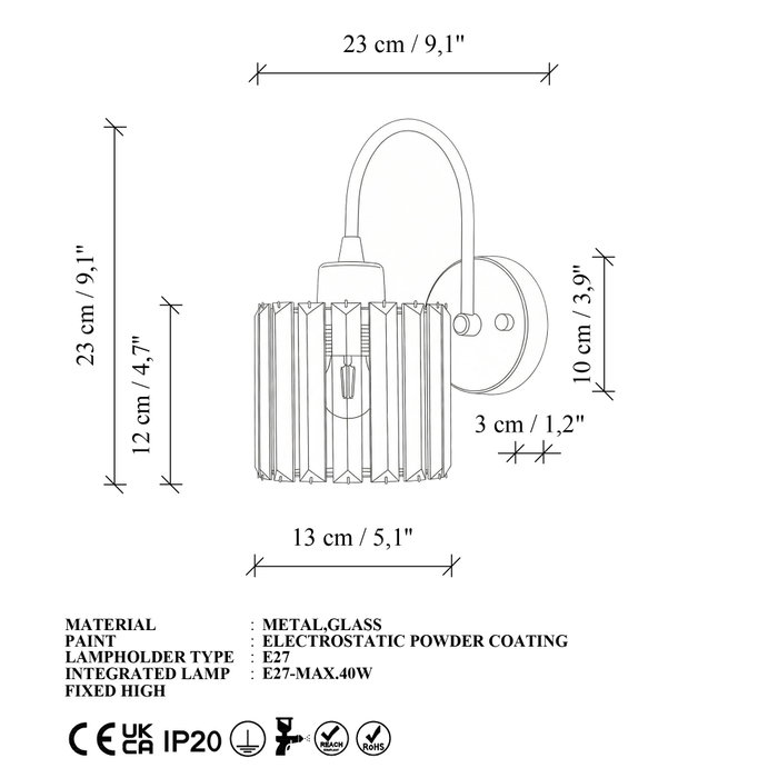 Opviq Lámpara de pared Yakops - 15710 - A en Cromo Opviq Lámpara de pared Yakops - 15710 - A en Cromo